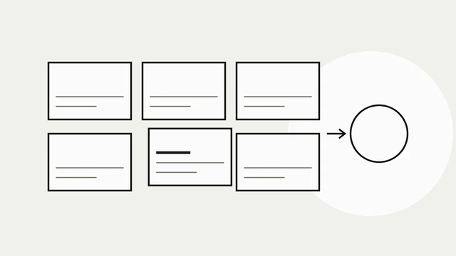 Diagram: six document sheets for formation, EIN, ownership, ID, address and description, with the address sheet out of line, lead to bank review.